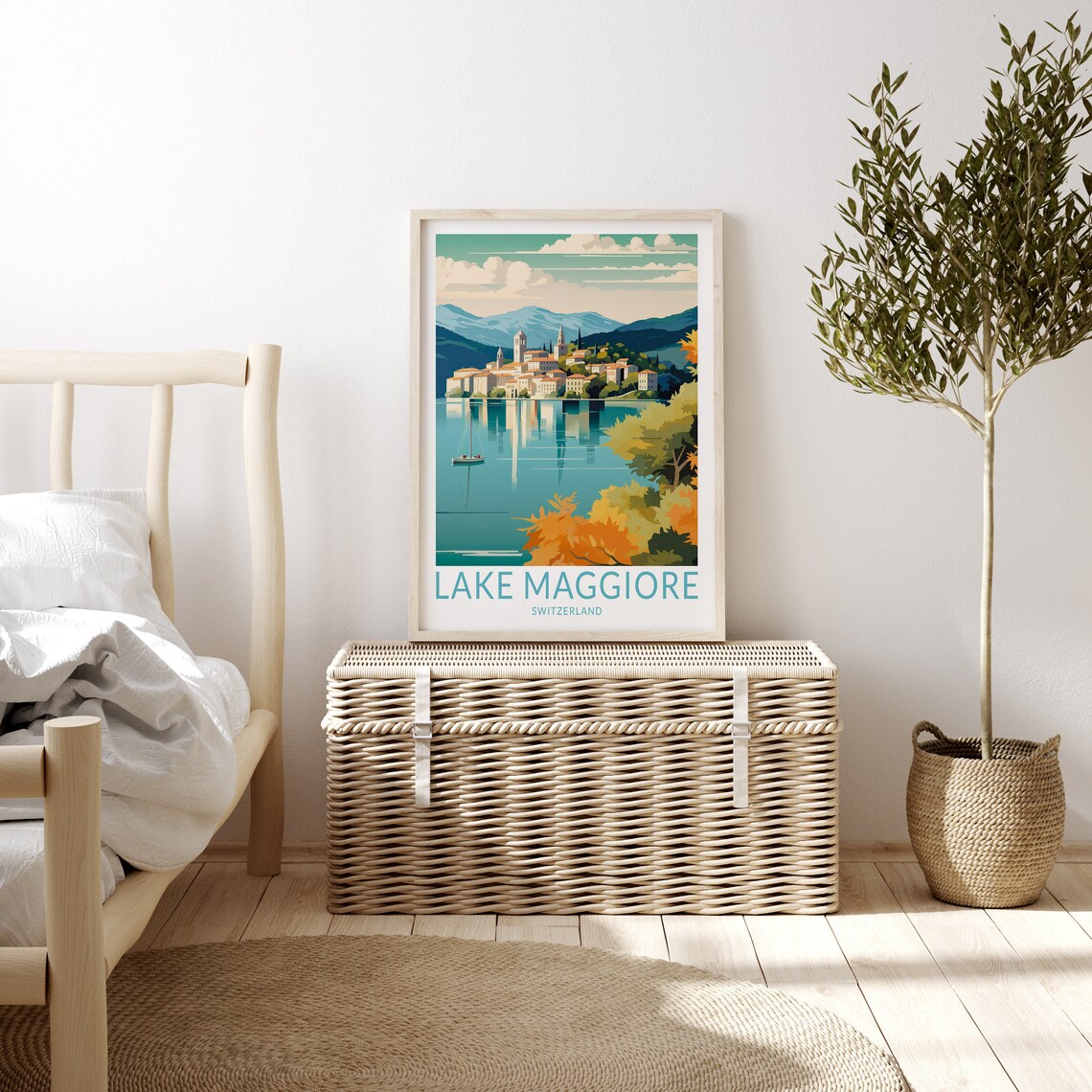 Lake Maggiore Switzerland Lakeside Old Town Village Travel Poster - Image 3