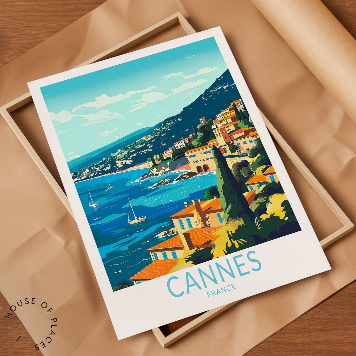 Cannes France Travel Poster France Wall Art French Riviera Poster France Gifts Custom City Travel Poster Wedding Gifts - Image 2
