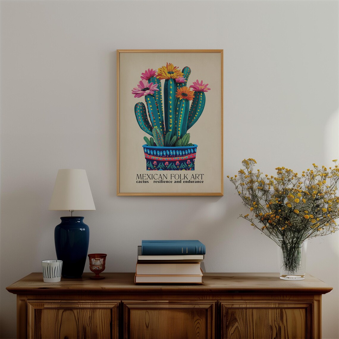 Mexican Cactus Folk Art Print, Vintage Traditional Style - Image 4