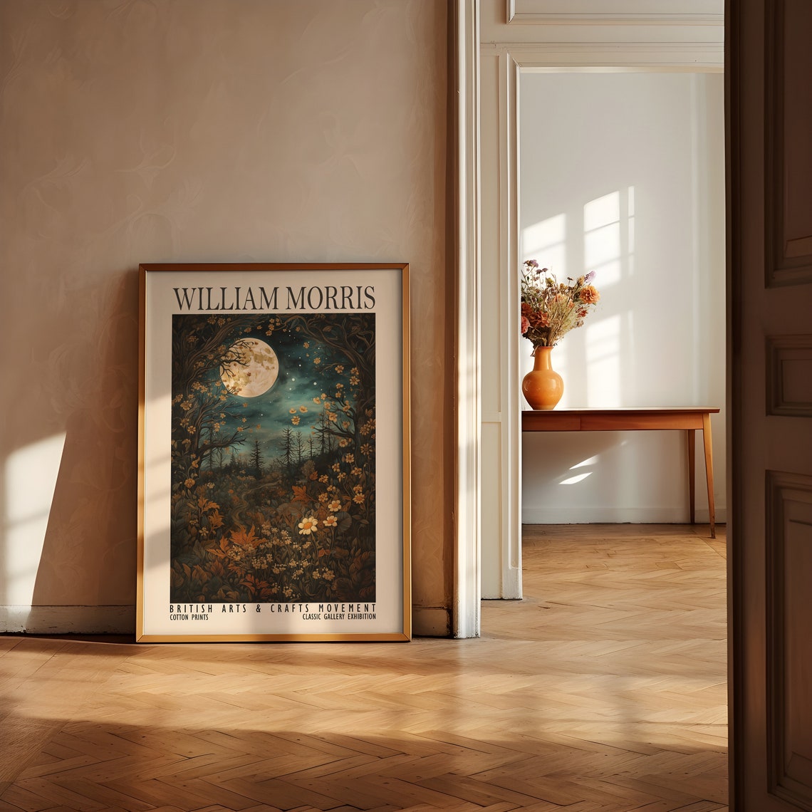 William Morris Full Moon Woodland Night Floral Exhibition Poster - Image 4