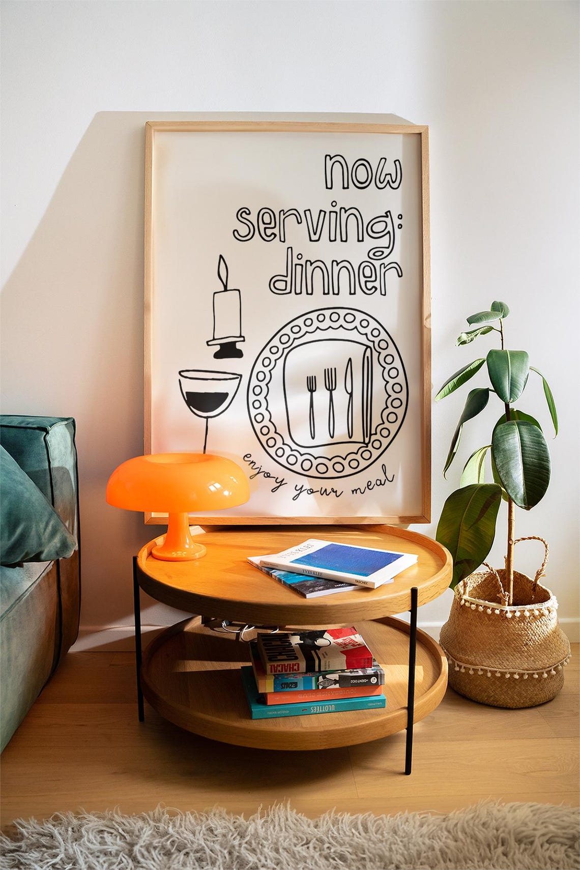 Now Serving Dinner Enjoy Your Meal Kitchen Doodle Art Poster - Image 3