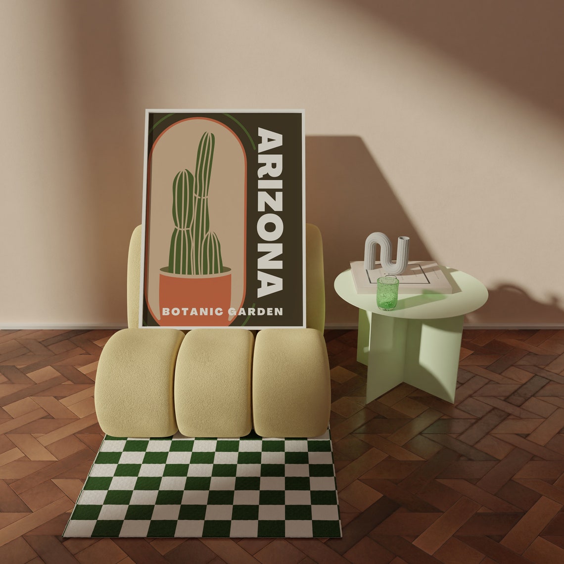 Arizona Botanic Garden Retro Cactus Pot Terracotta Art Poster - Image 2