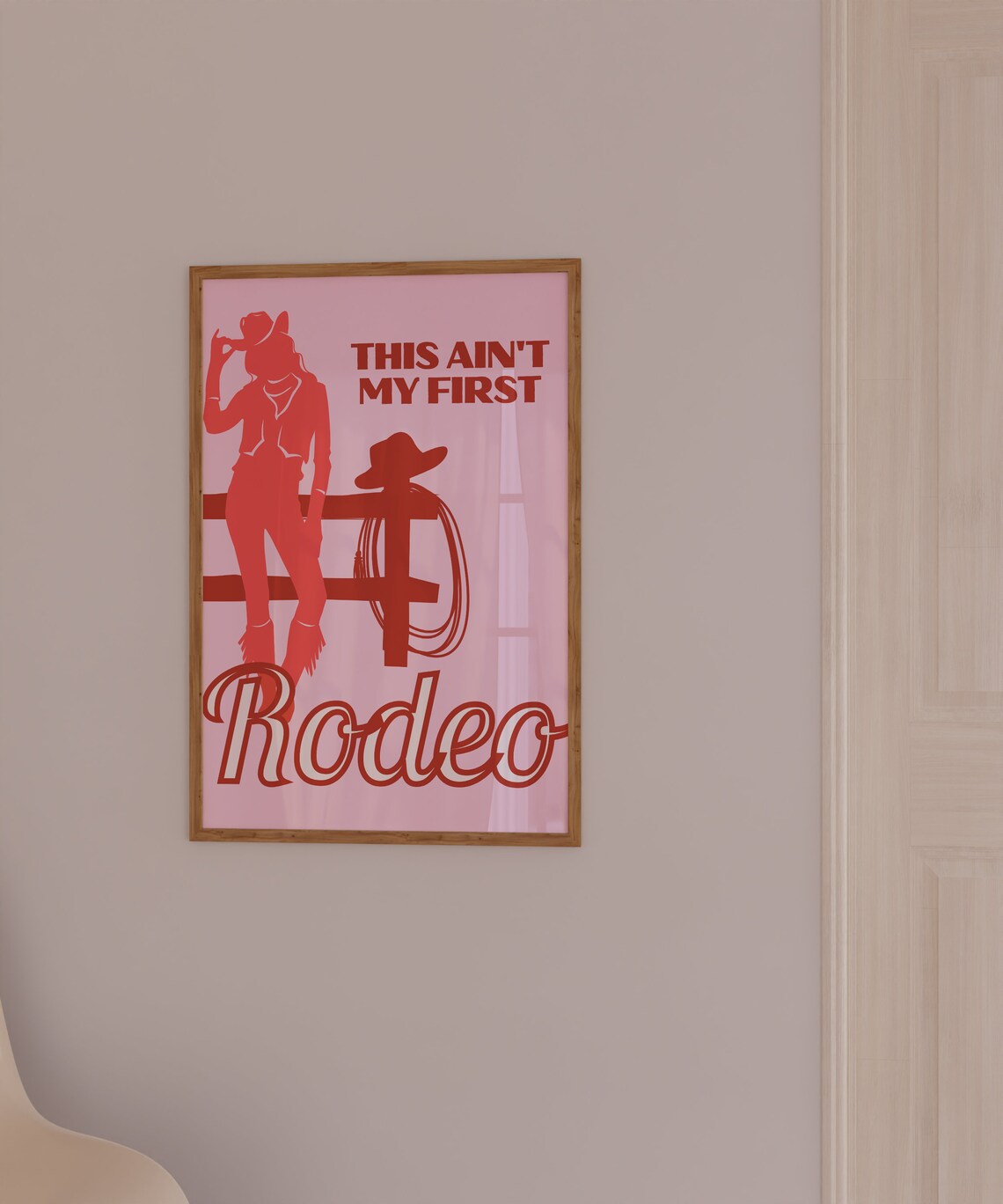 This Aint My First Rodeo Print Cowgirl Western Preppy Aesthetic Pink Red Trendy Preppy Funky Cowgirl Hat 90s Y2k Girly Dorm Poster - Image 2