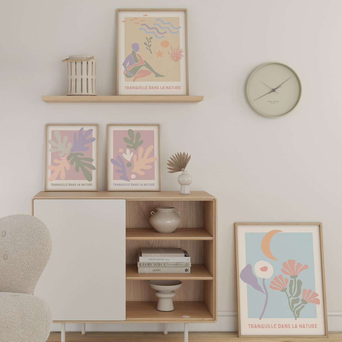Tranquille Dans La Nature Pastel Organic Coral Shapes Abstract Poster - Image 2