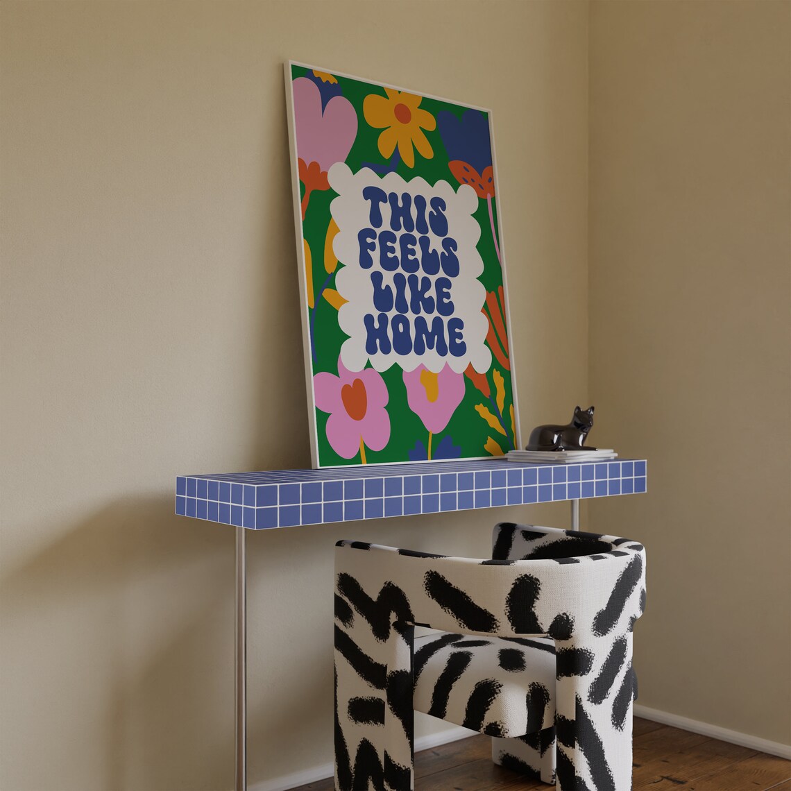 This Feels Like Home Typography Art Print, Retro Quote - Image 2