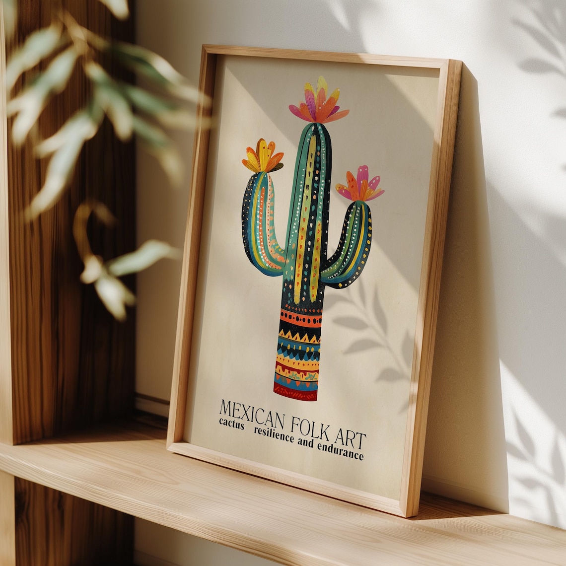 Mexican Cactus Folk Art Poster, Vintage Style - Image 3