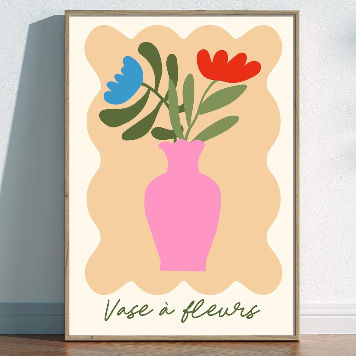 Vase à Fleurs French Pink Vase Floral Modern Botanical Poster