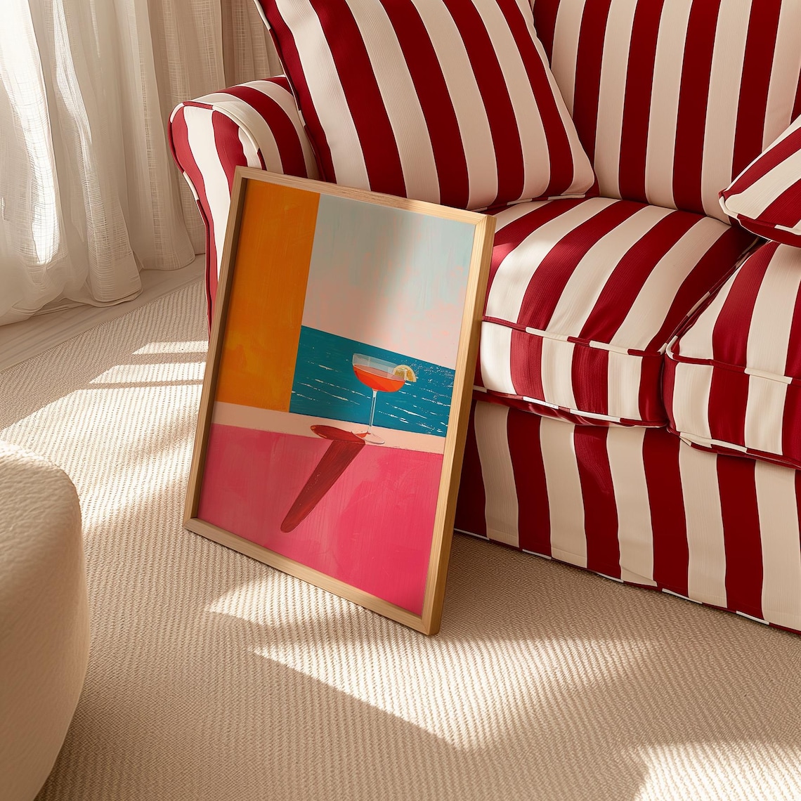 Abstract Cocktail and Ocean Print, Retro Minimalist - Image 3