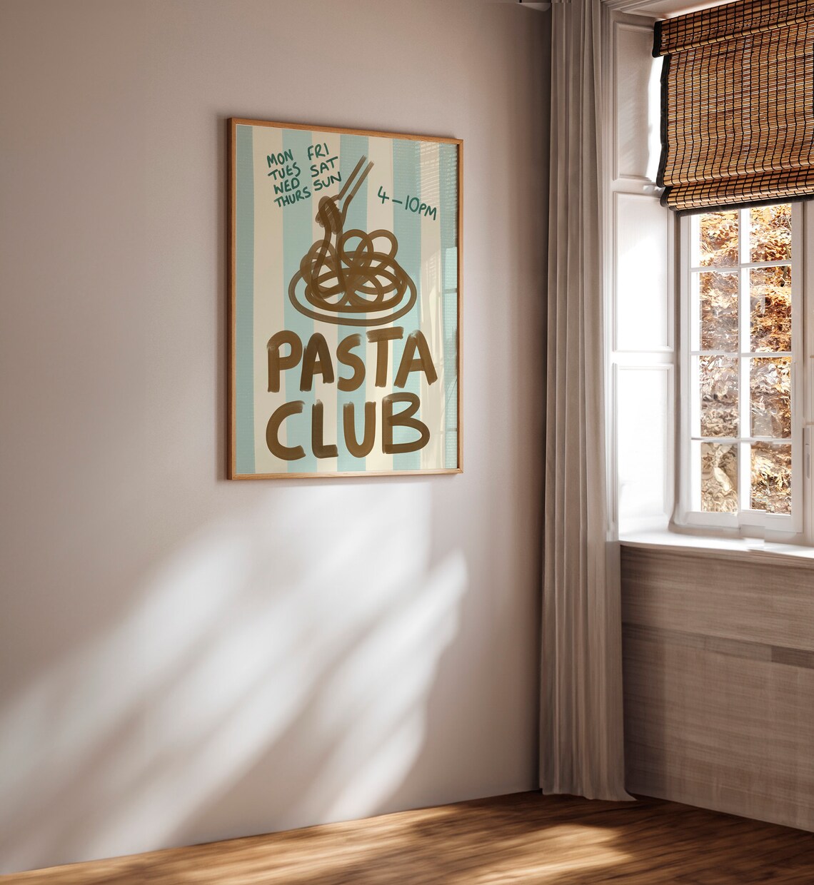 Pasta Club Spaghetti Italian Kitchen Retro Hand Drawn Food Poster - Image 2