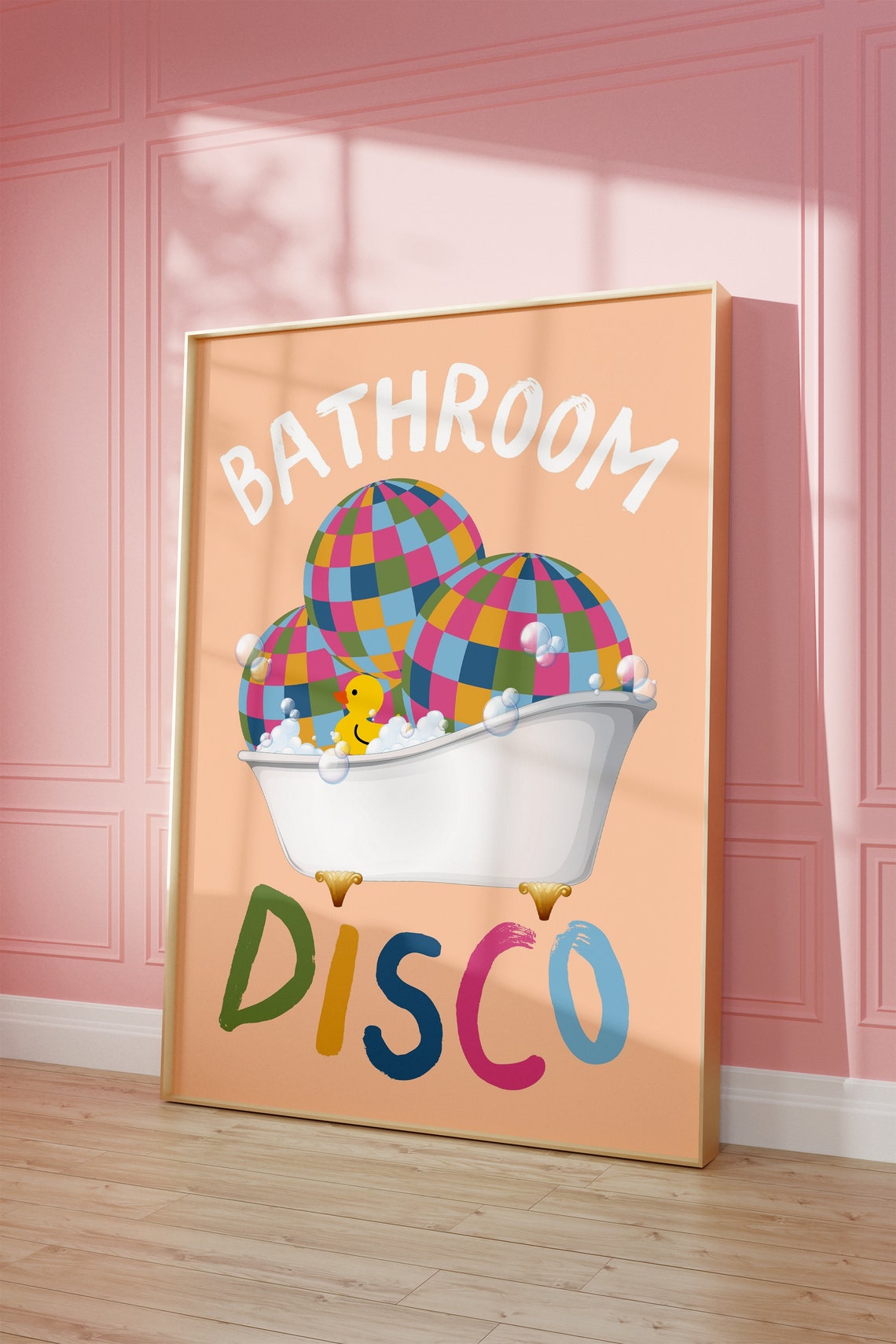 Bathroom Disco Fun Bathtub Rubber Duck Retro Bathroom Poster - Image 2