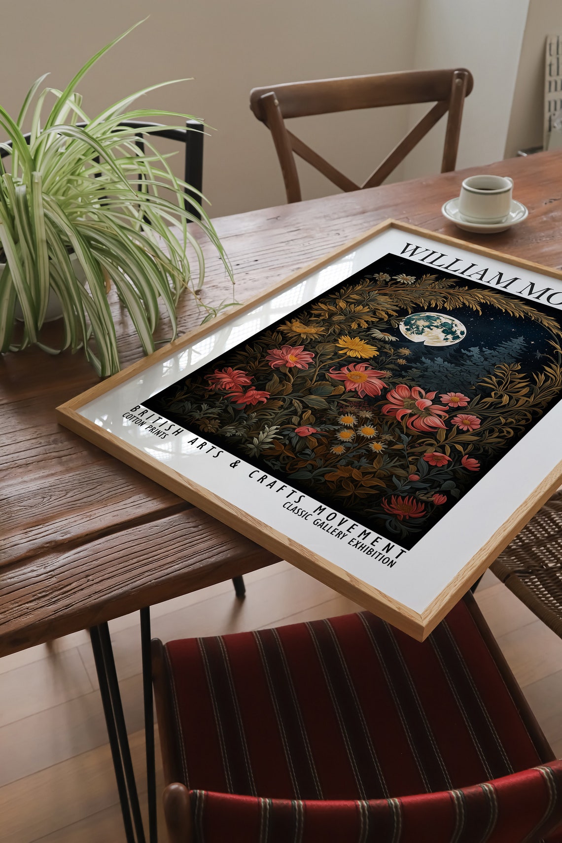 William Morris Full Moon Night Garden Floral Exhibition Poster - Image 3