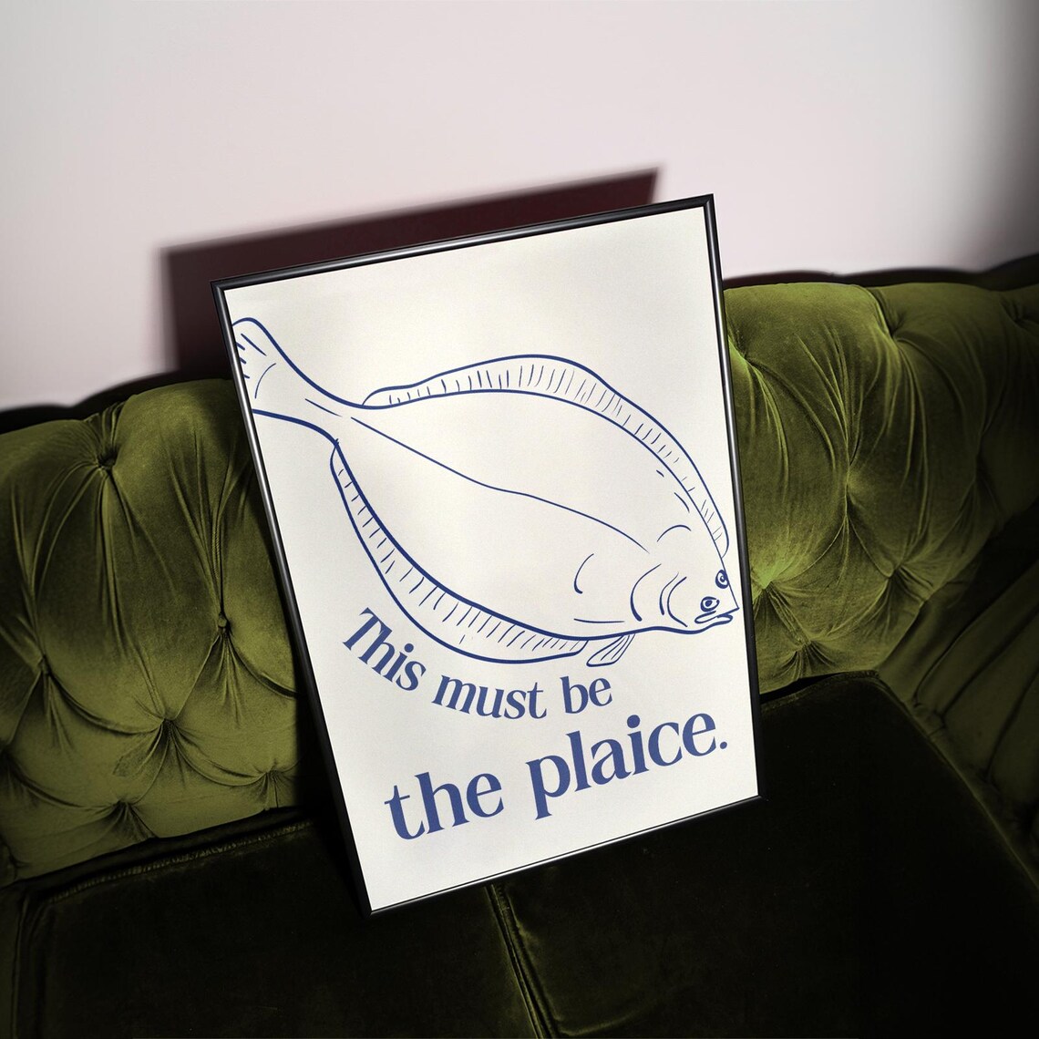 This Must Be The Plaice Retro Minimalist Fish Art Print - Image 2