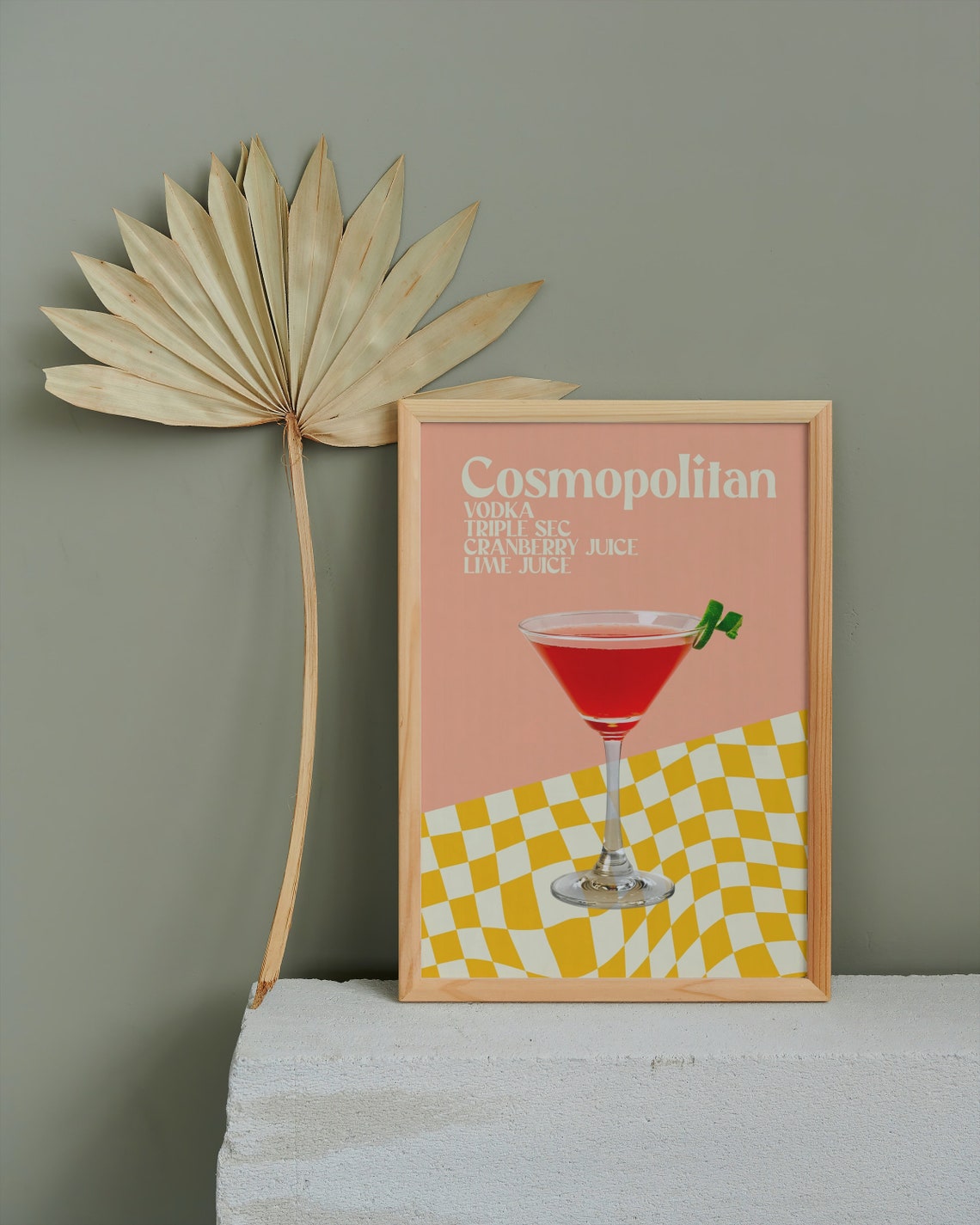 Cosmopolitan Cocktail Recipe Retro Martini Bar Cart Kitchen Poster - Image 2
