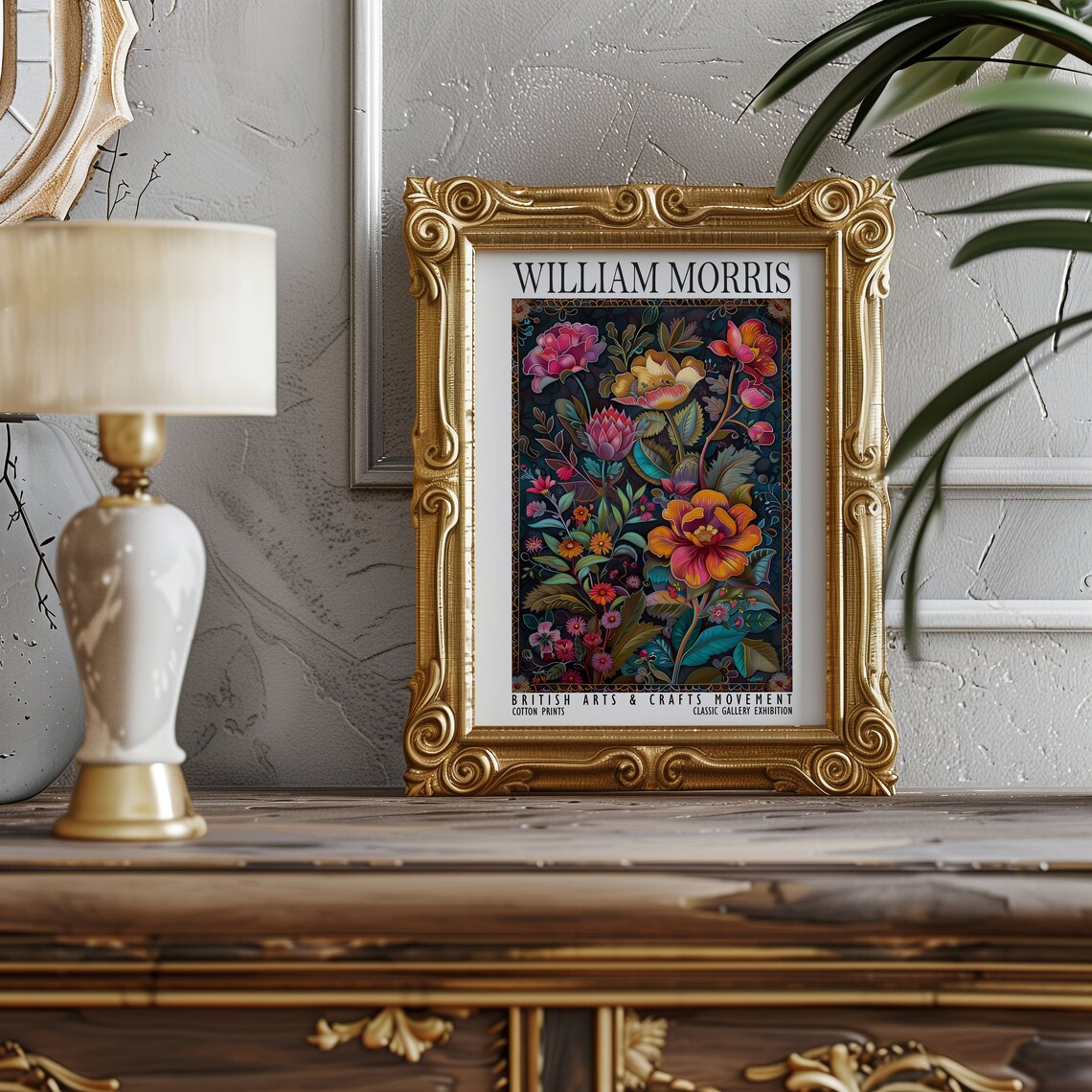 William Morris Tapestry Floral Jewel Tone Dark Exhibition Poster - Image 4