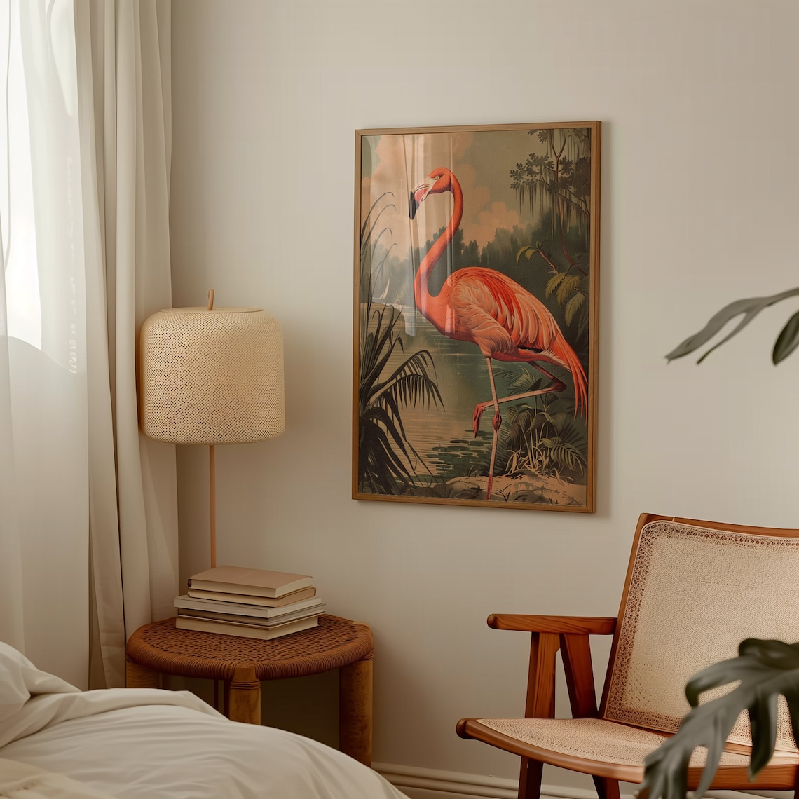 Vintage Flamingo Tropical Bird Art Print - Image 3
