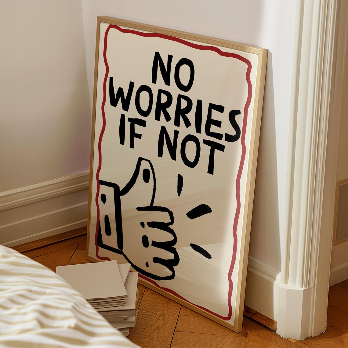 No Worries If Not Thumbs Up Doodle Playful Encouragement Quote Poster - Image 3