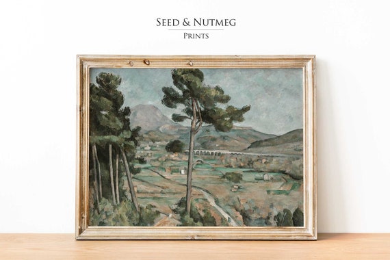Vintage Rural Landscape Wall Art Painting Print Muted Neutral Wall Art Oil Painting Wall Decor 209