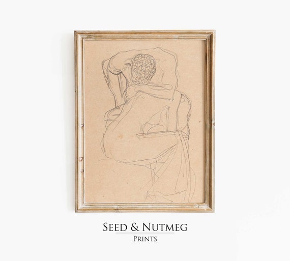 Vintage Nude Wall Art Minimalist Nude Sketch Muted Neutral Wall Art Abstract Nude Print Wall Art Prints 201