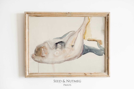 Vintage Nude Wall Art Reclining Woman Muted Neutral Wall Art Abstract Nude Print Wall Art Prints 194