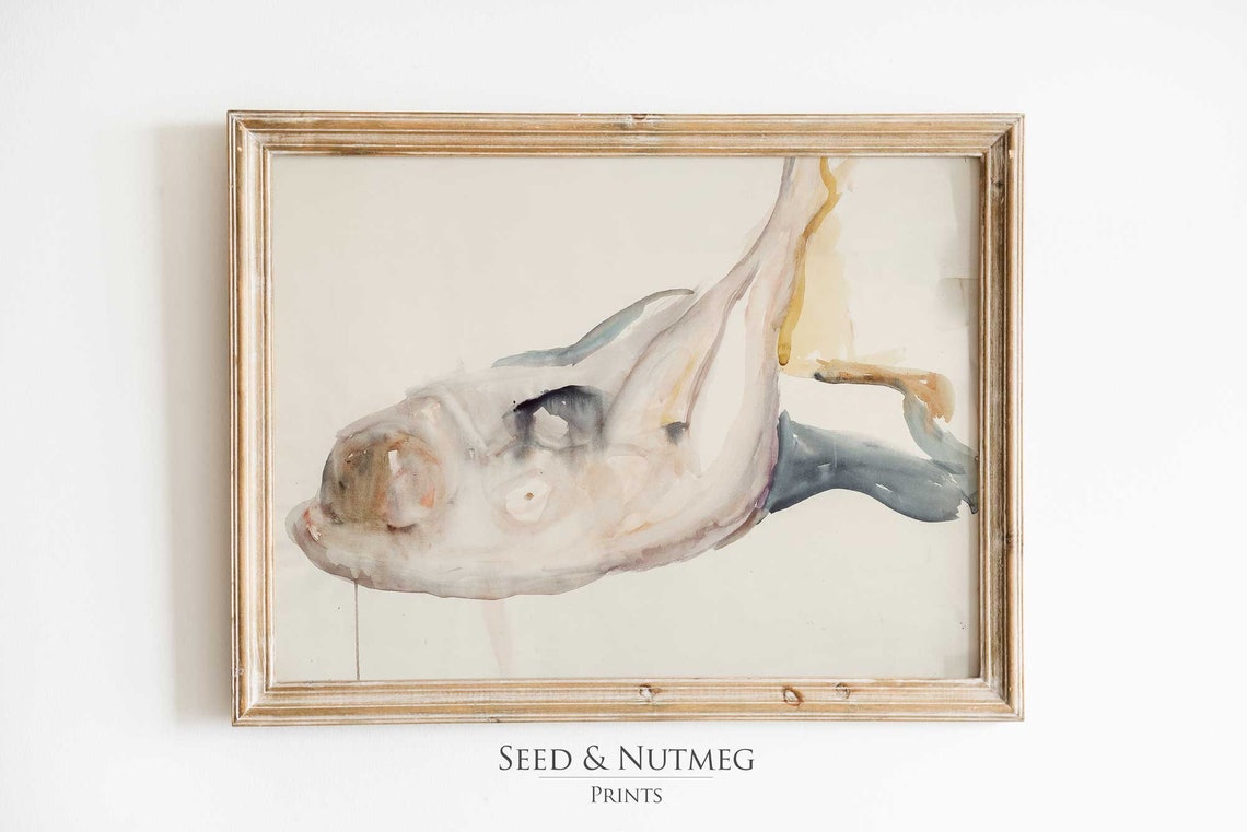 Reclining Nude Woman Soft Watercolor Abstract Figure Art Print