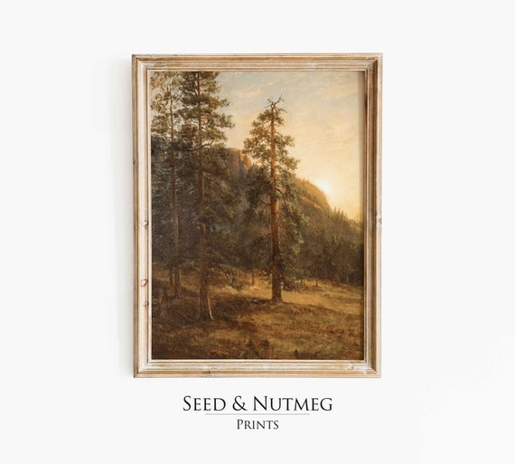 California Redwoods Forest Art Prints Vintage Landscape Wall Decor Large Wall Art Prints Antique Oil Painting 288