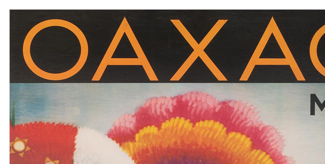 Oaxaca Mexico Feather Dancers Festival Vintage Travel Poster - Image 2