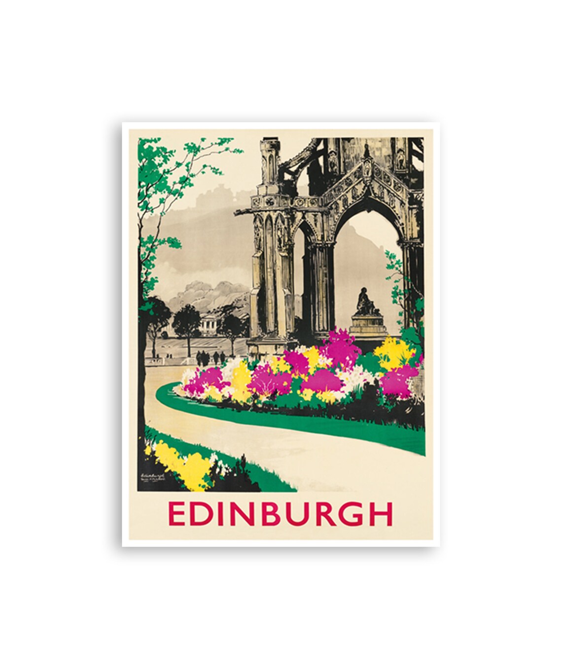 Edinburgh Scotland Travel Poster, Scottish Home Decor
