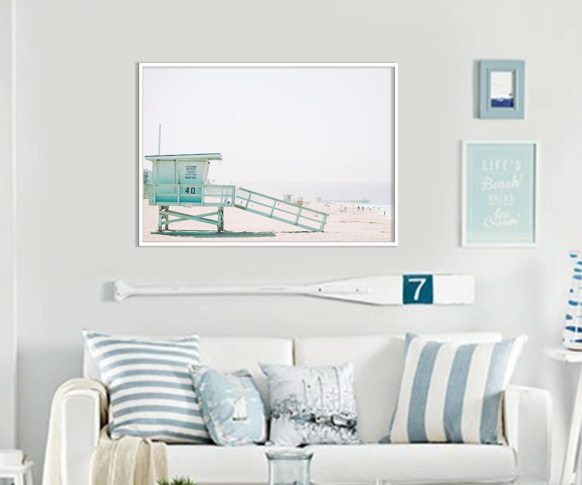 Lifeguard Tower Beach Pastel Coastal Summer Photography Poster