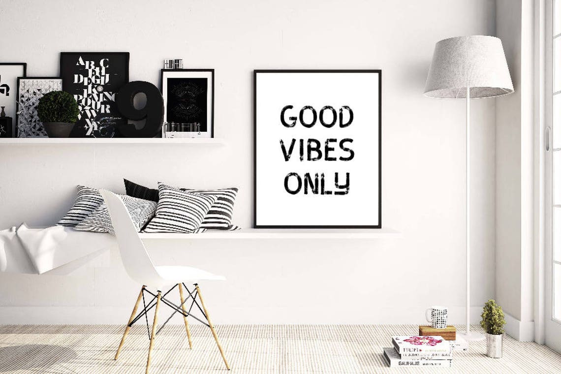 Good Vibes Only Brush Stroke Typography Motivational Quote Art Poster - Image 3