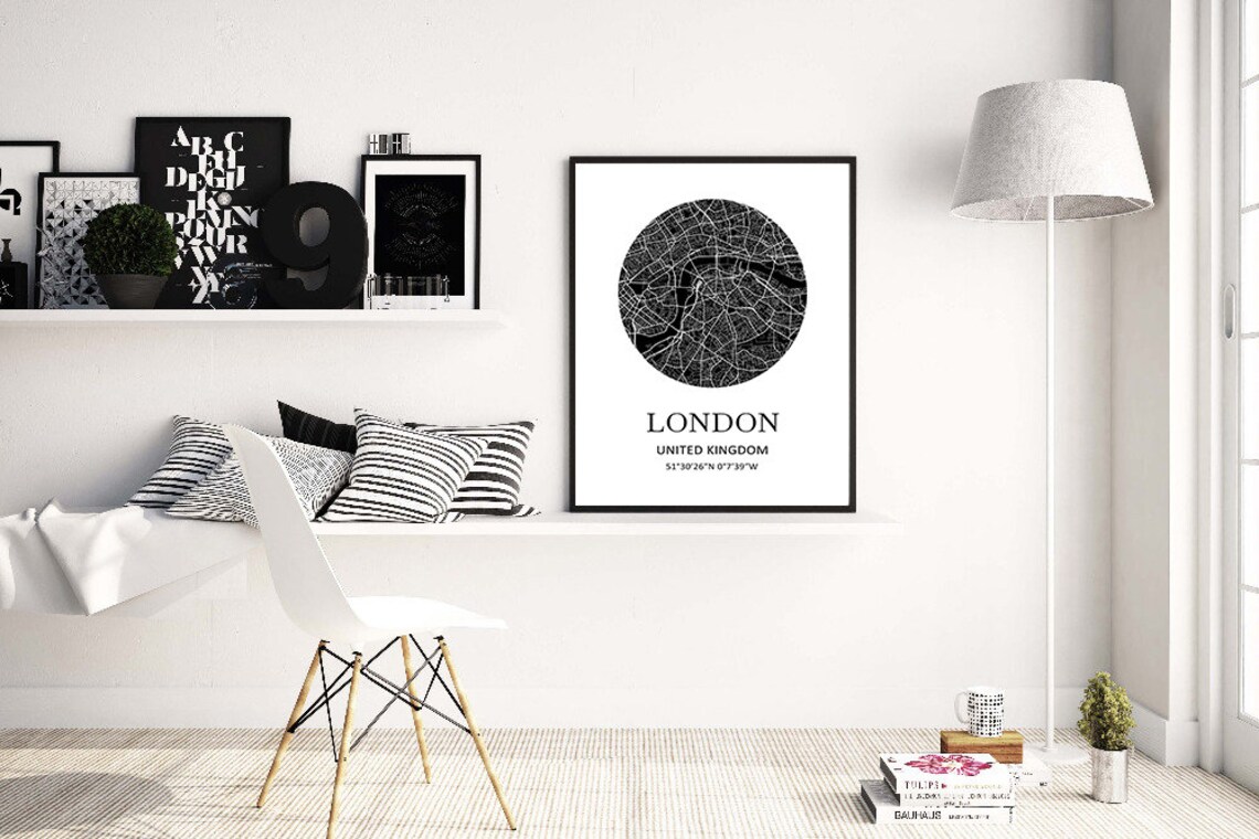 London England Circular City Street Map Modern Travel Decor Poster - Image 3