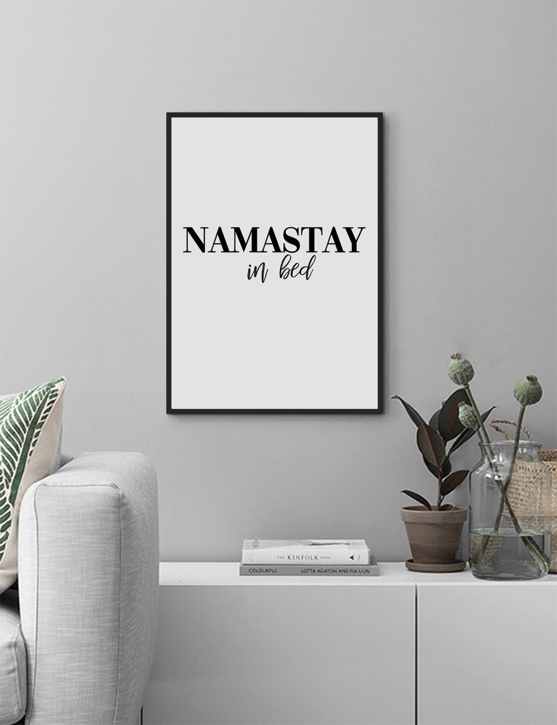 Namastay In Bed Funny Bedroom Quote Typography Decor Wall Art - Image 2