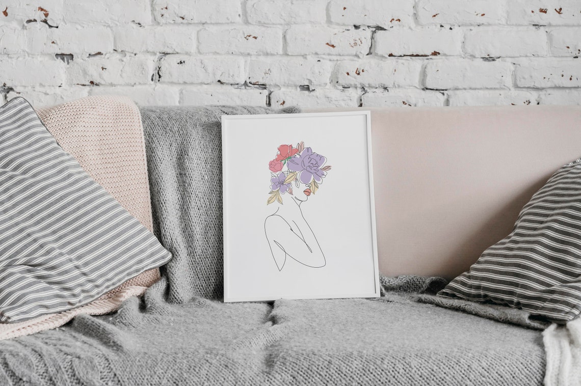 One Line Woman Wall Art Boho Wall Art Mid Century Modern Wall Art Living Room Wall Decor Bohemian Wall Decor Boho Wall Decor - Image 2