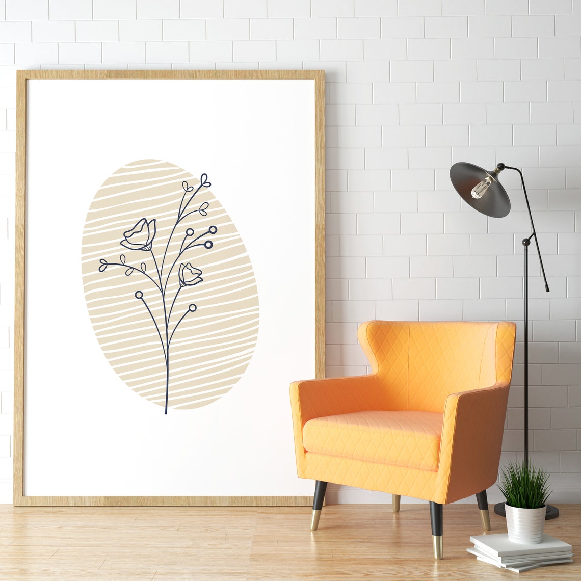 One Line Floral Sketch Minimalist Boho Wall Decor Art Poster