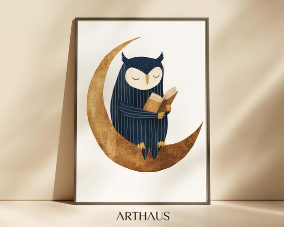 Trendy Nursery Wall Art Kids Room Decor Cute Owl Boho Toddler Kids Room Decor Cute Animal Print Playful Childrens Decor