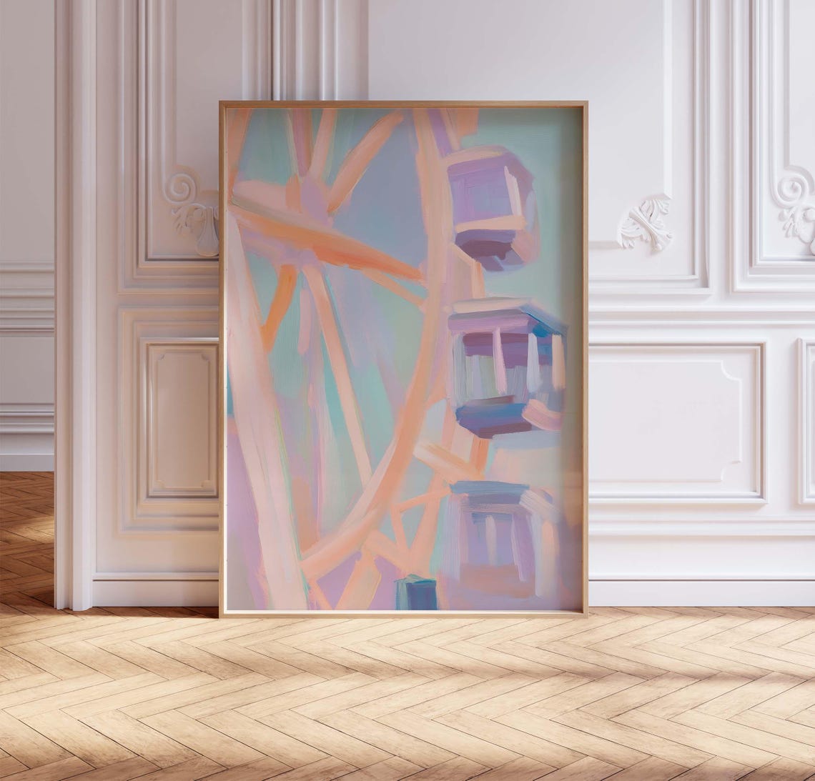 Pastel Ferris Wheel Abstract Carnival Ride Amusement Art Poster