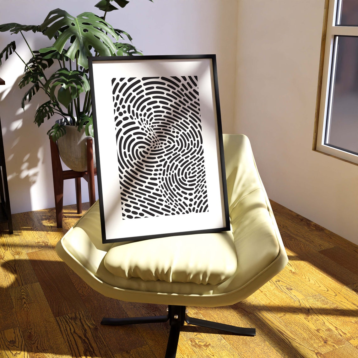 Black And White Optical Swirl Line Art Minimalist Modern Print - Image 3