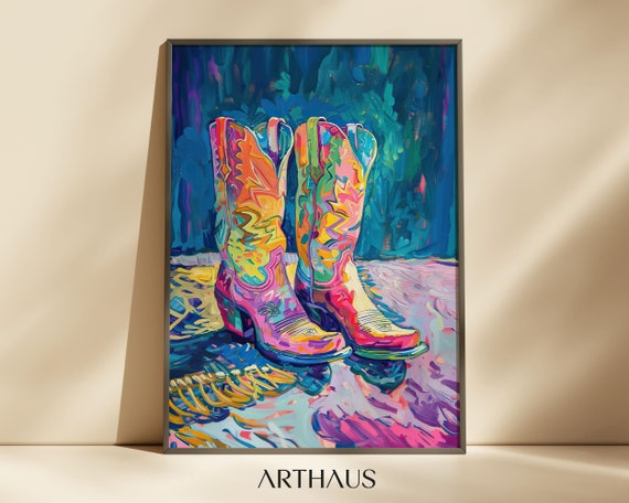 Dopamine Decor Coastal Cowgirl Print Preppy Colorful Aesthetic Painting Western Nursery Southern Girl Room Print