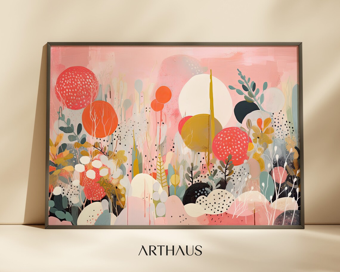Blush Pink Maximalist Abstract Wall Art Print