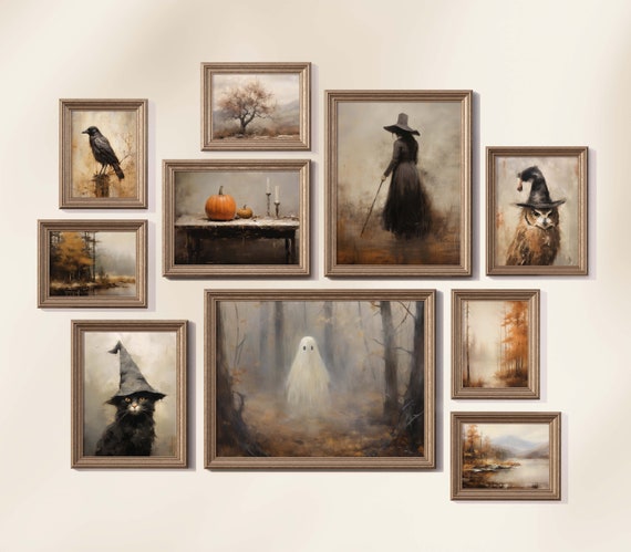 Fall Halloween Gallery Wall Moody Autumn Gallery Wall Art Autumnal Prints Rustic Decor