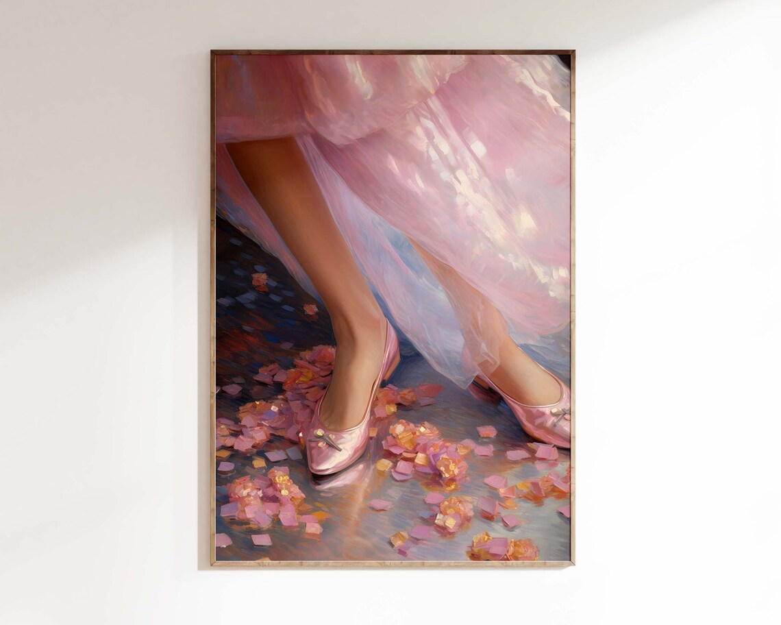 Ballerina Pink Satin Slippers Petals Dance Wall Decor Art Poster - Image 3