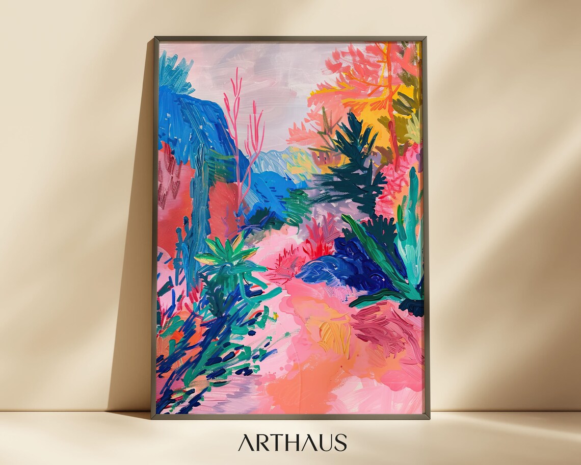 Pink Landscape Art Print, Preppy Dorm Decor