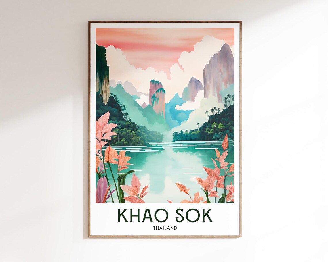 Khao Sok Thailand Karst Peaks Emerald Lake Rainforest Travel Poster - Image 2