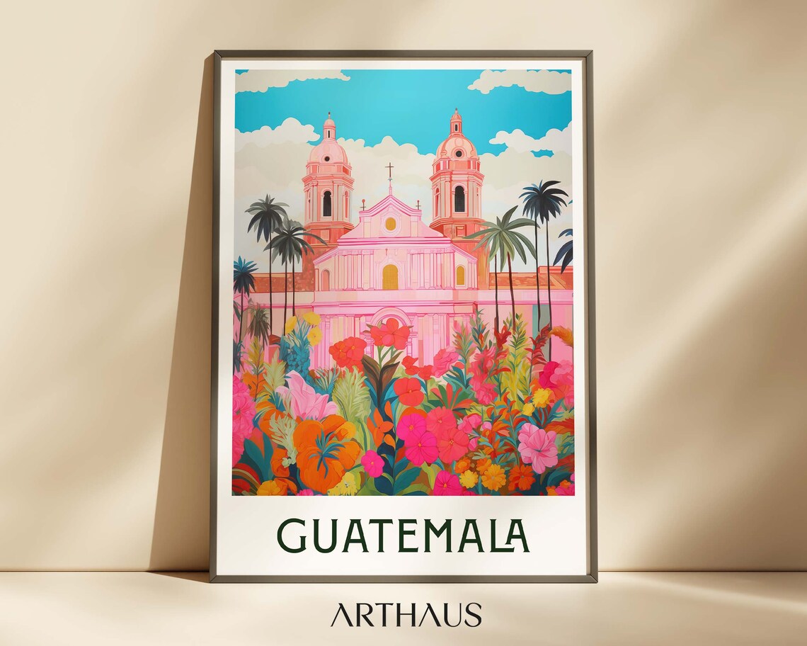 Antigua Guatemala Travel Poster, Guatemala Art Print