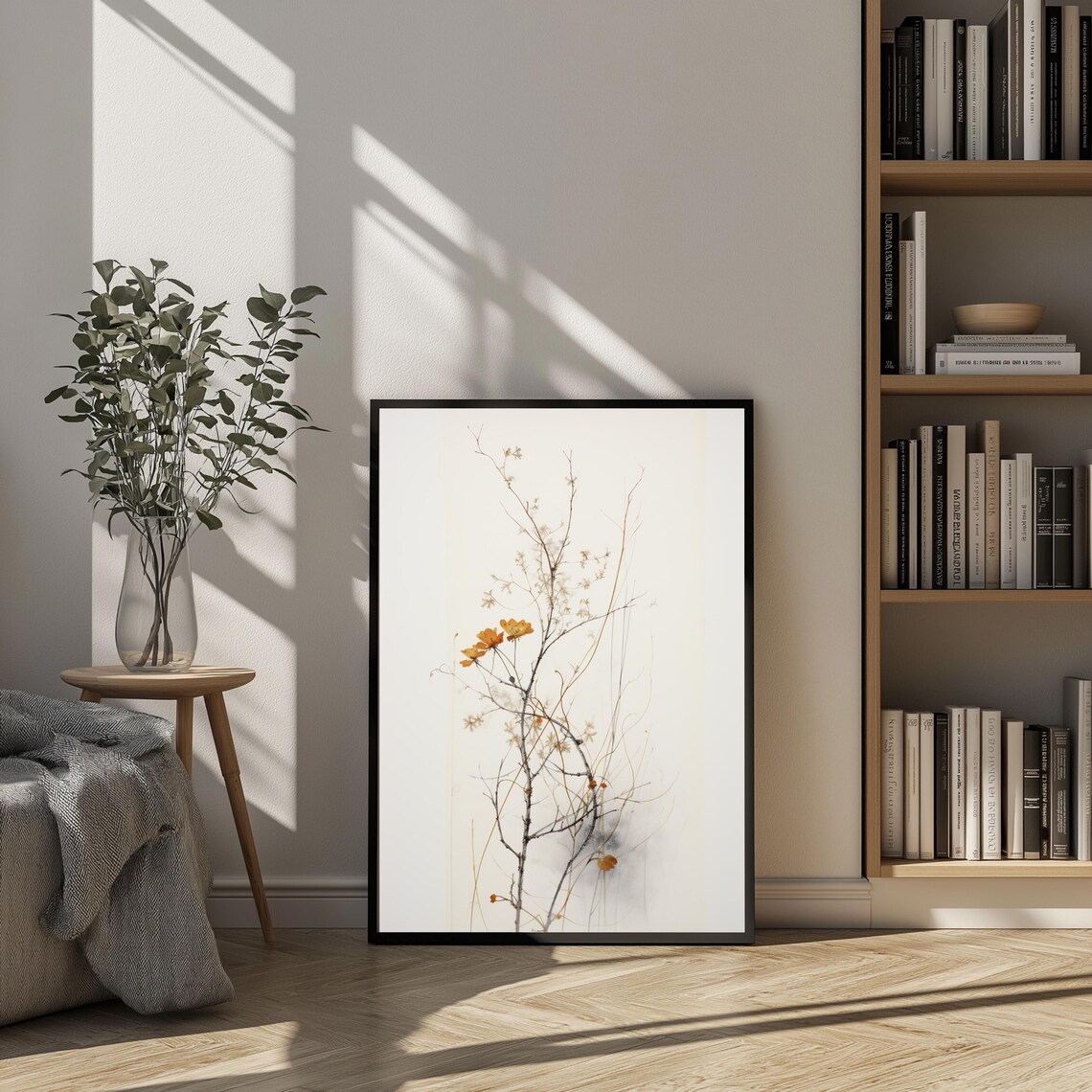 Minimalist Botanical Flower and Branch Art Print