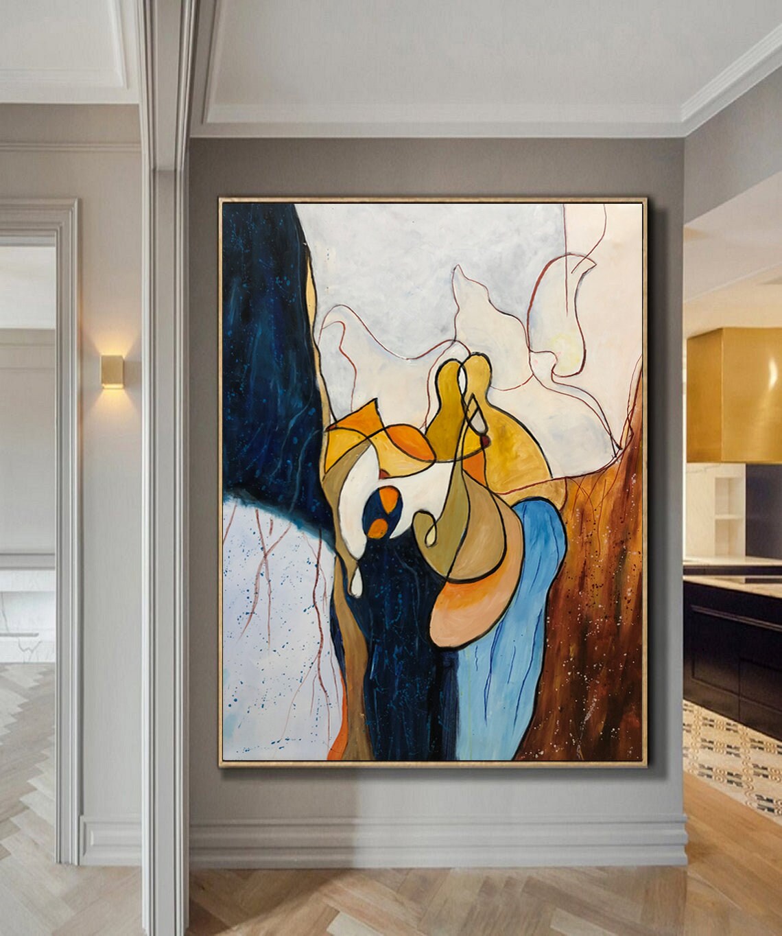 Abstract Love Painting, Minimalist Gold Bronze Art Print - Image 2