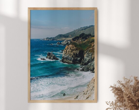 Big Sur Ocean Coastline Photography Print With Turquoise Waves