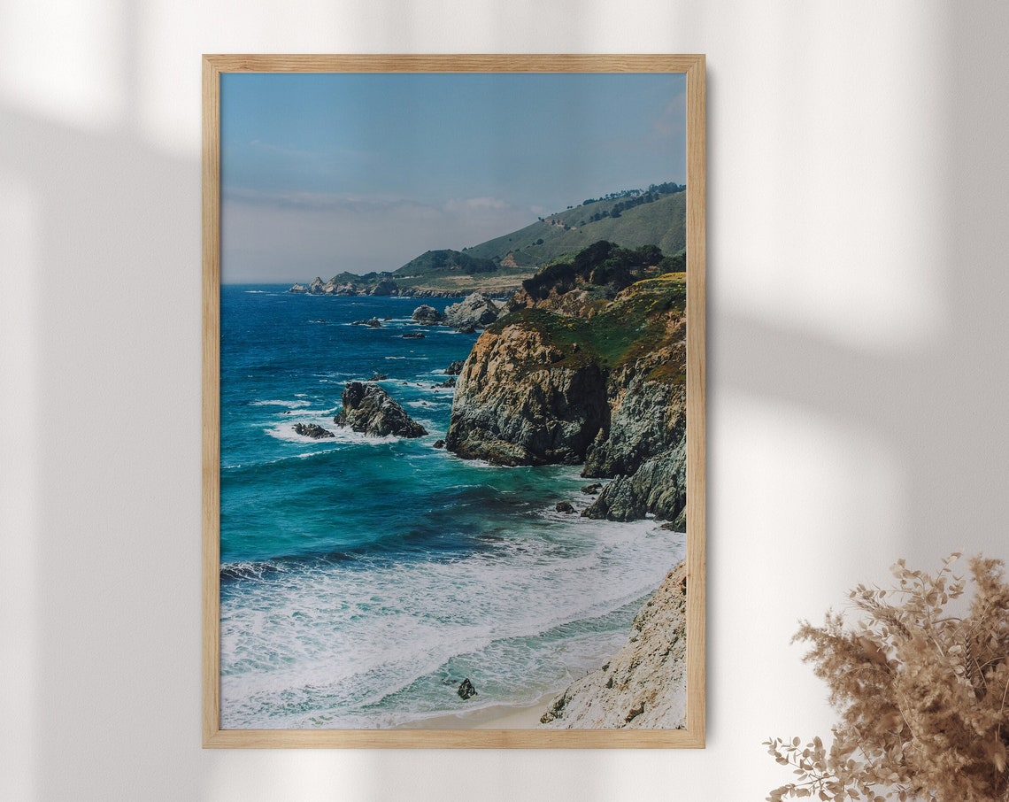 Big Sur Ocean Coastline Photography Print With Turquoise Waves