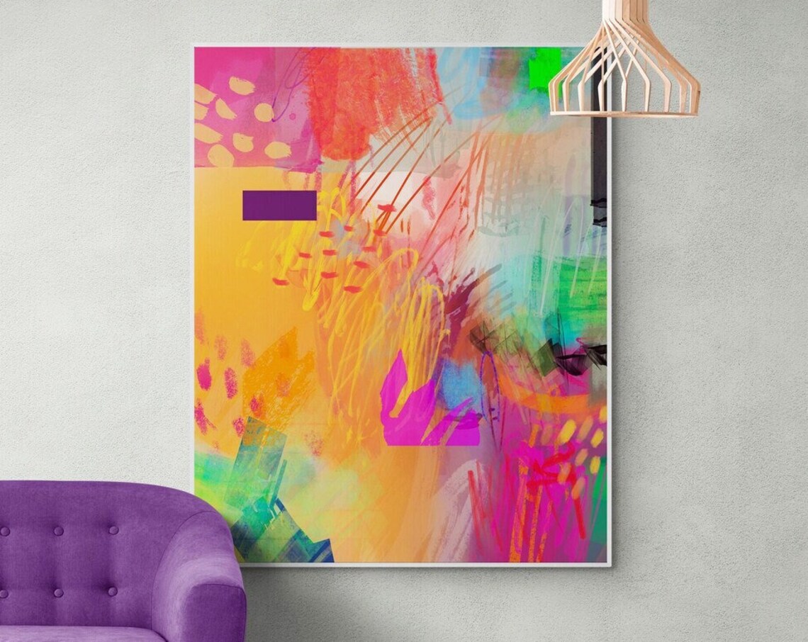 Hot Pink Abstract Art Print, Modern Vibrant Decor - Image 6