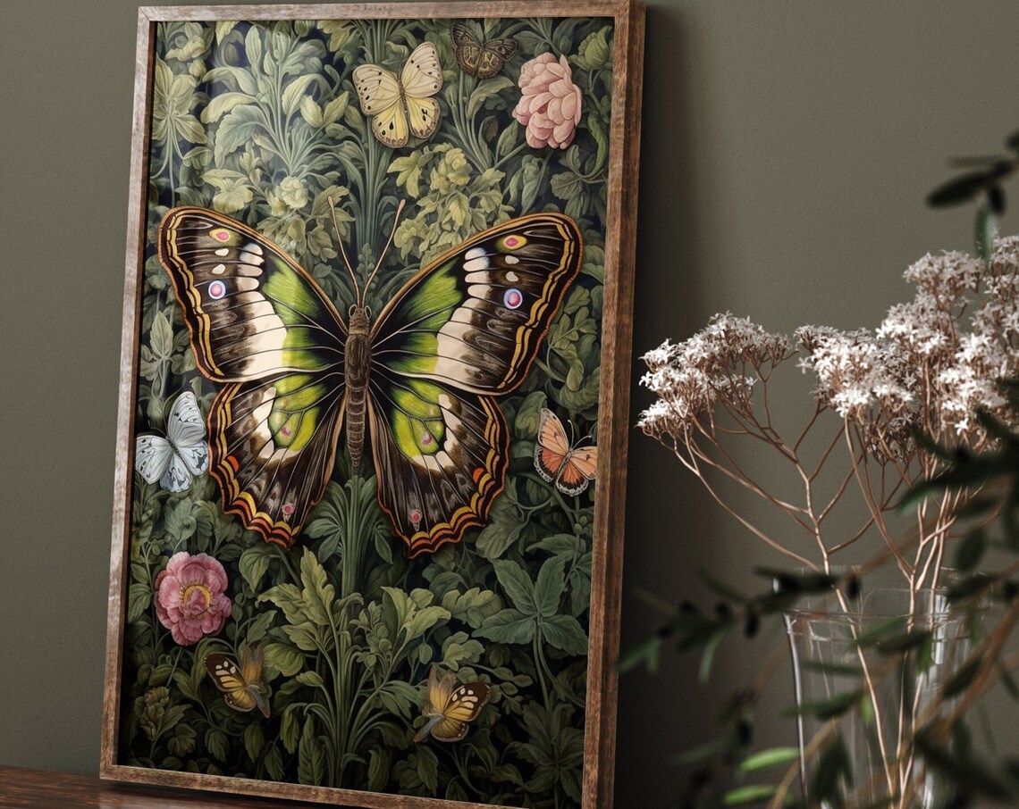 William Morris-Inspired Butterfly Wall Art Print