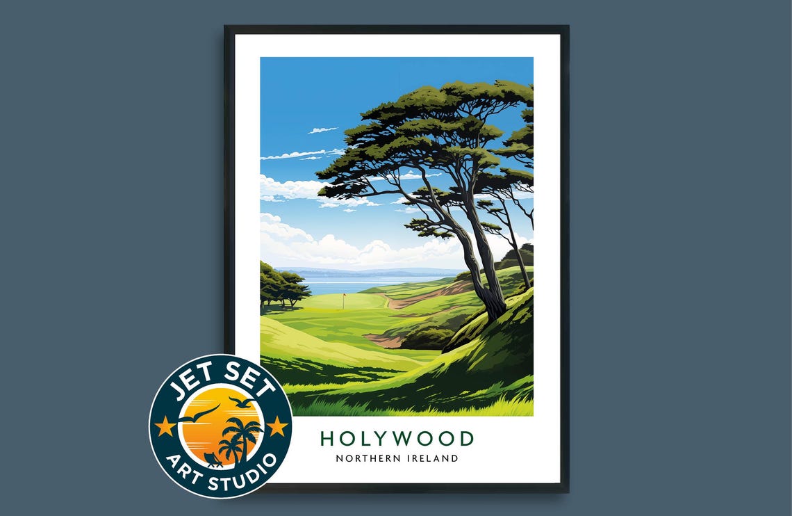 Holywood Golf Course Poster Print Northern Ireland Wall Art Framed Unframed Canvas Gift